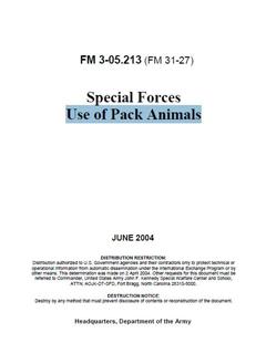 FM 3-05.213 Special Forces Use of Pack Animals (2004版)